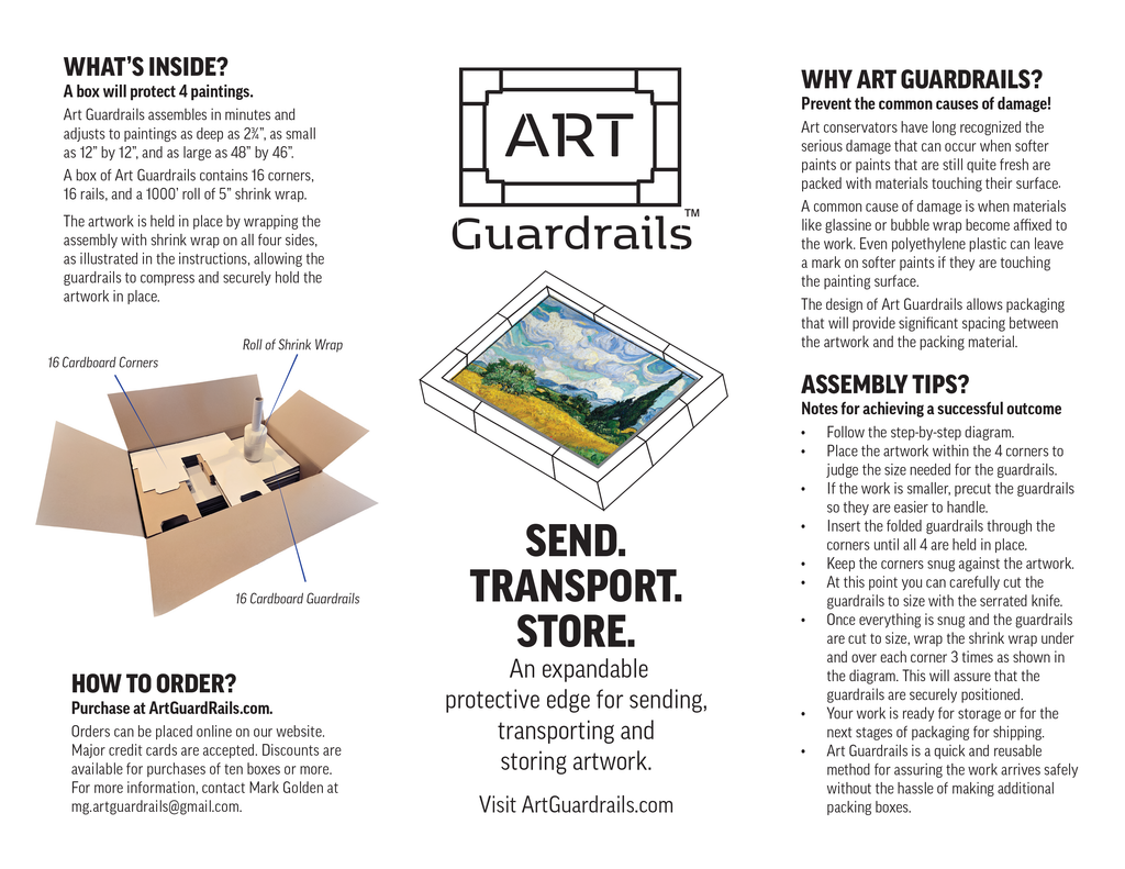 Information about Art Guardrails with packaging instructions and product features.